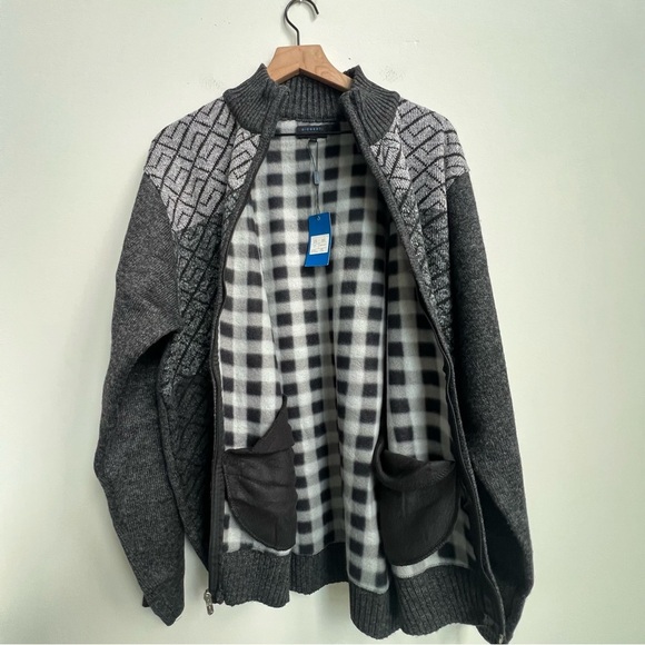 Gioberti Knitted Full Zip Block Design Cardigan Sweater Soft Brushed Flannel XL - Picture 6 of 13